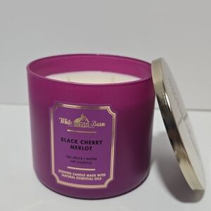 White barn bath & body works black cherry merlot 3 wick candle new